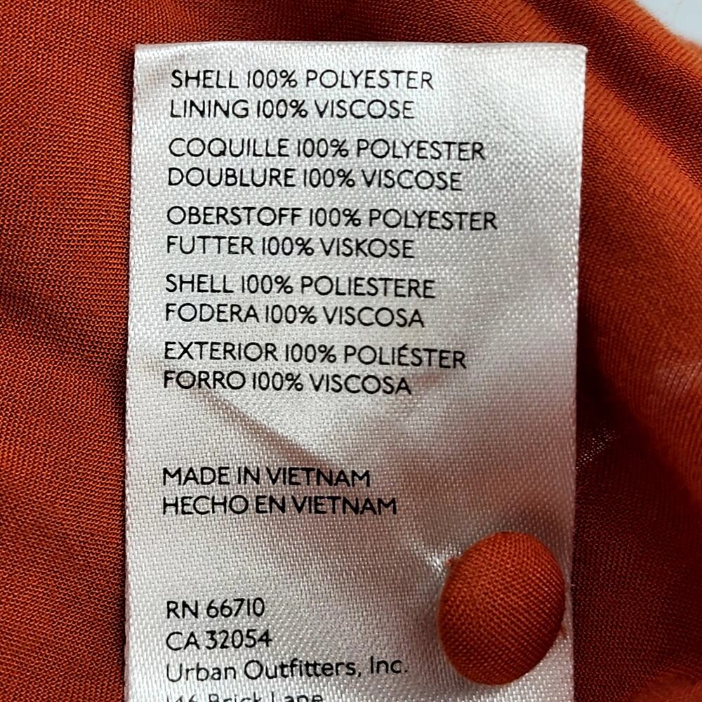 Anthropologie Ruched Ruffle Orange Swiss Dot Cutout Button Maxi Dress Size XS - Picture 4 of 8